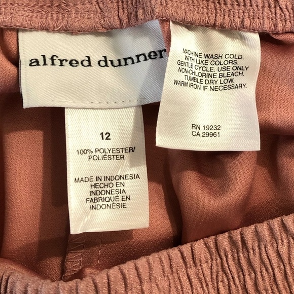 ALFRED DUNNER Pants(2) Women's Size 12 Pink Blue High Waist Faux Suede Pull-On - Picture 5 of 16